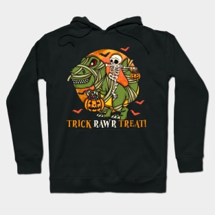 Spooky Trick RAWR Treat Skull Riding Ghost Rex Hoodie